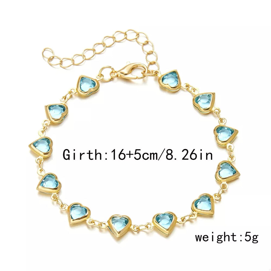 bracelet in Gold with heart-motif and adjustable length