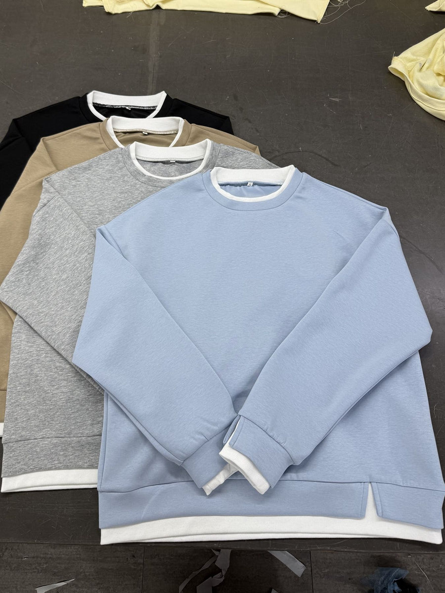 athleisure sweatshirt in Mocha with crew neck