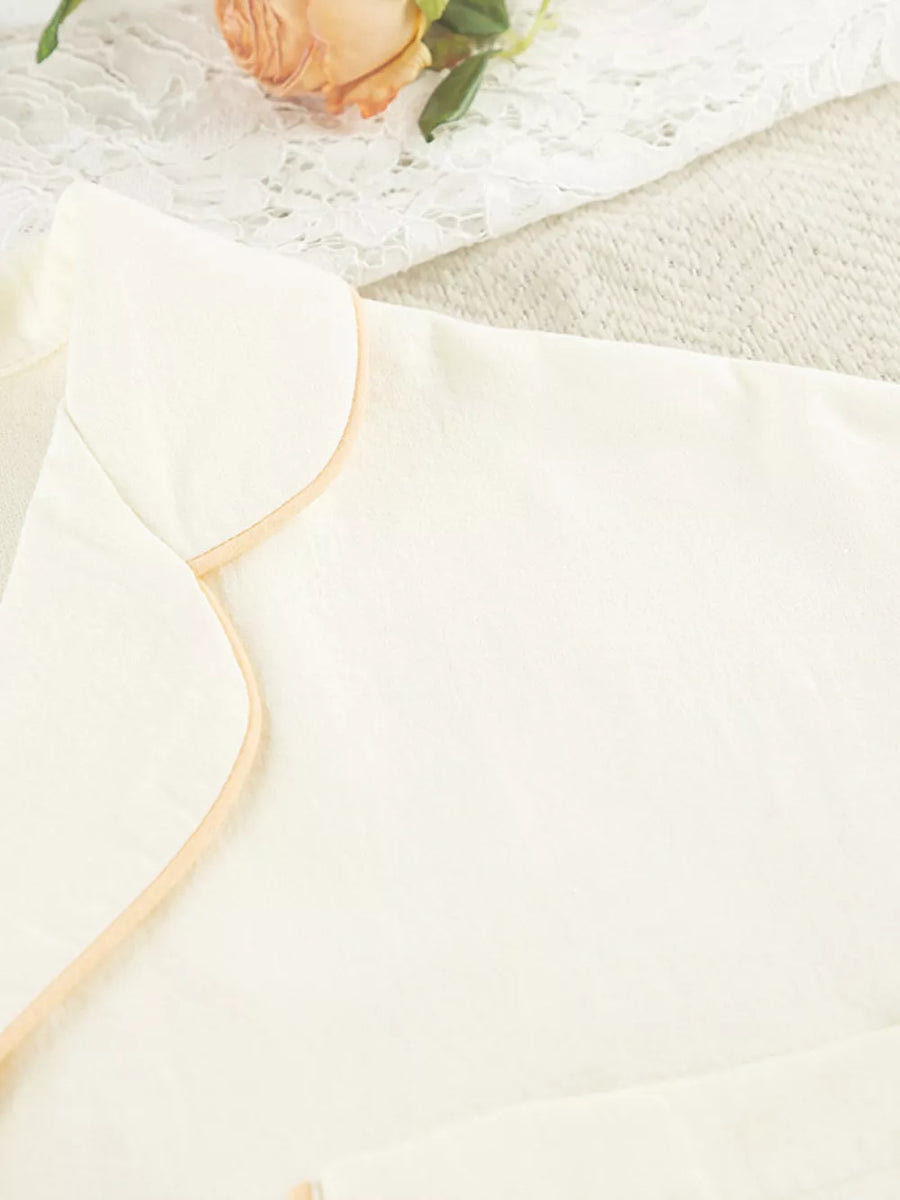 Beige pajama set with pocketed and long sleeve