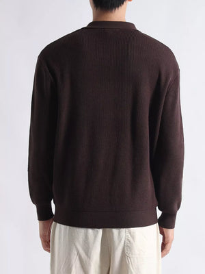 Brown pullover sweater with stretch and long sleeve