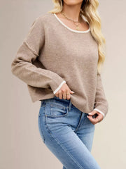 classic pullover sweater in light gray with crew neck