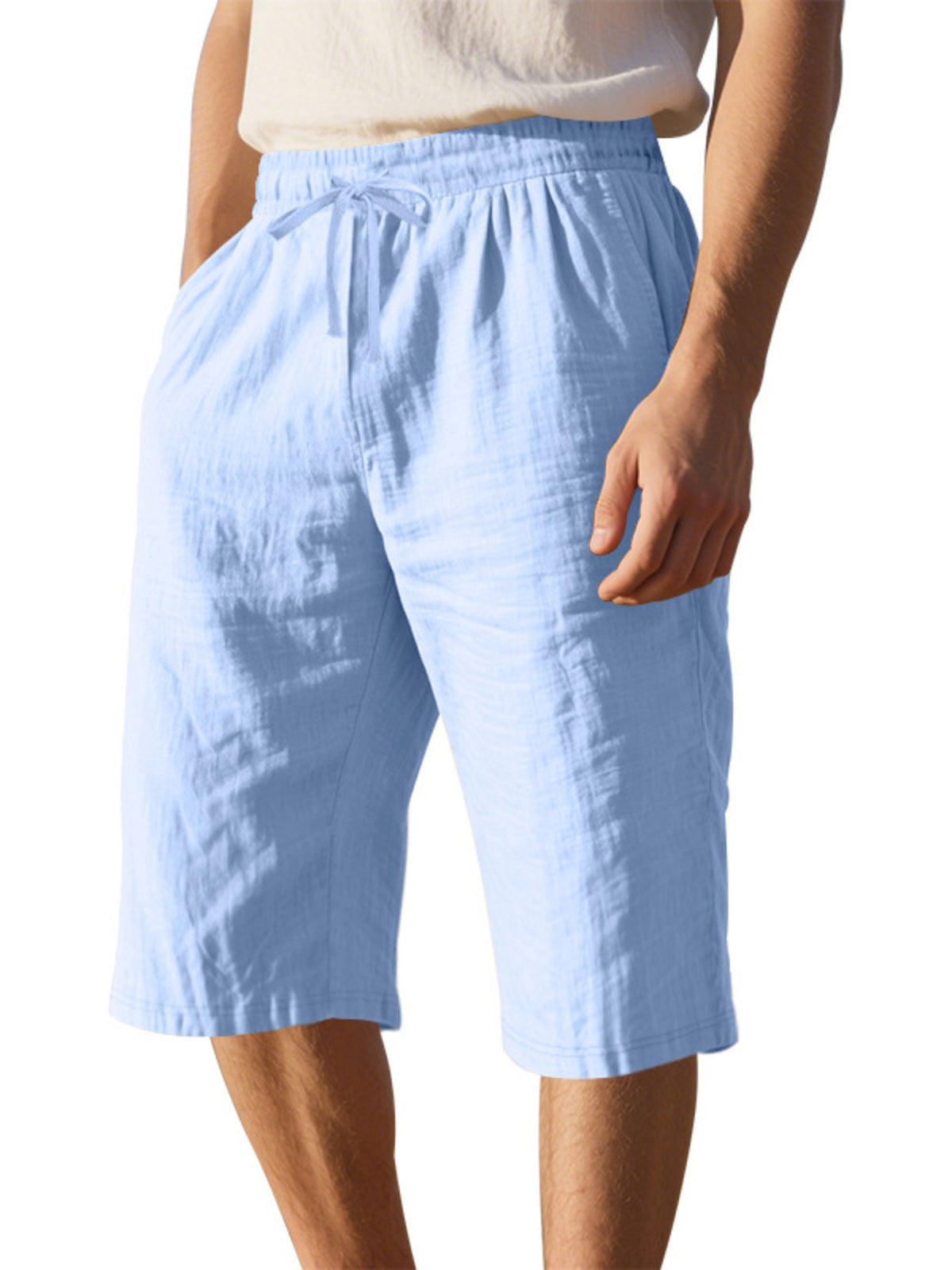 Navy Blue Men's Casual Drawstring Bermuda Shorts Plus Size