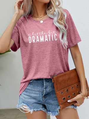 DRAMATIC Textural Crew Neck Tee in Blush Pink