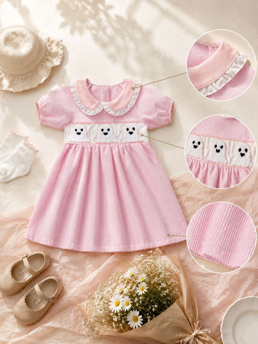 vintage-inspired A-line dress in white with peter pan collar