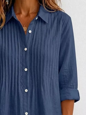 Men's Plus Size Long Sleeve Button-up Shirt in Navy Blue
