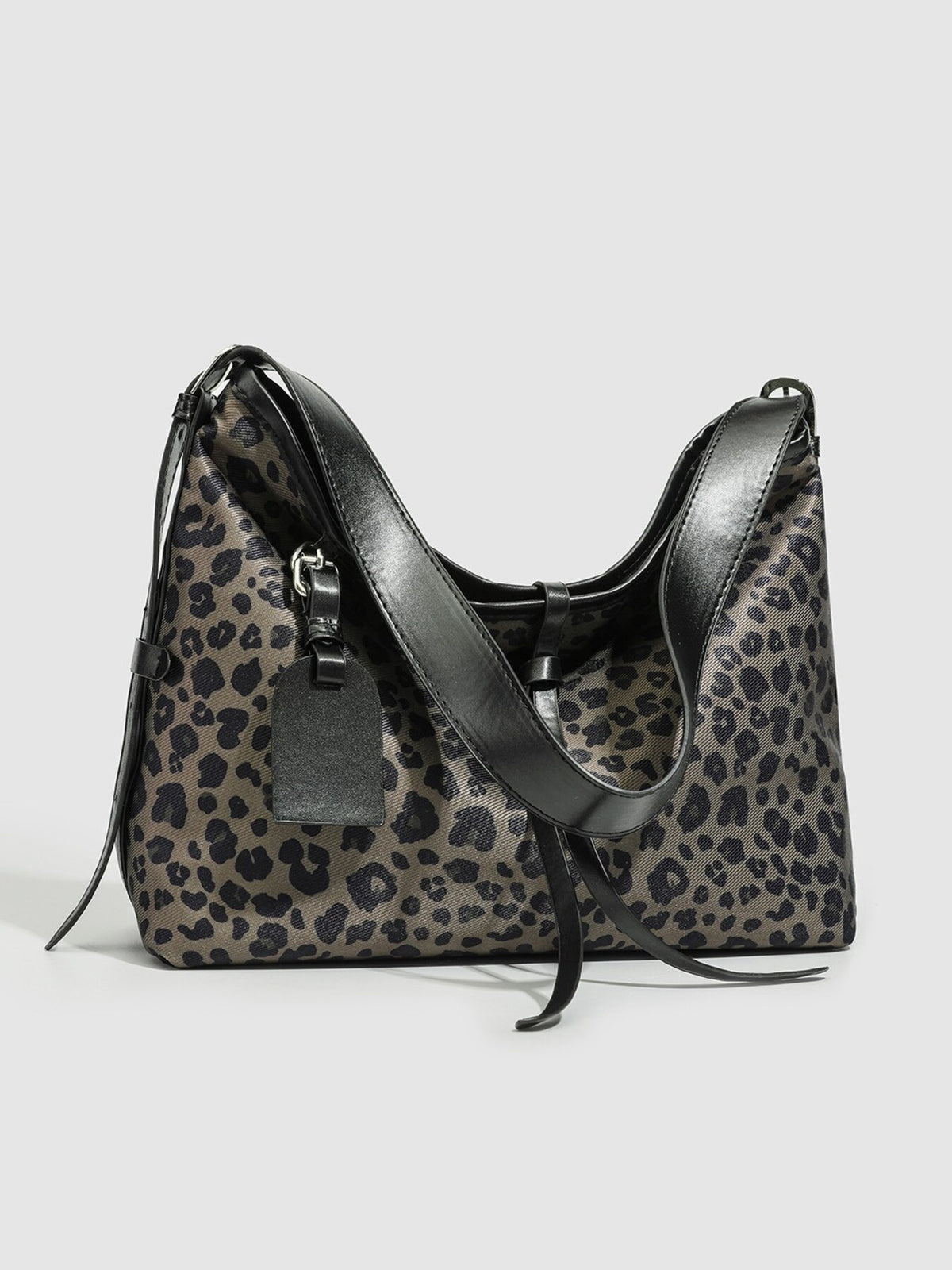 PU Leather Imported Size &amp shoulder bag in Leopard Print with hobo silhouette