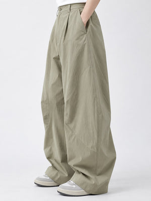 wide-leg pants in Army Green with washed and full-length