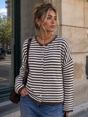 cardigan featuring striped in Red with 100% polyester Care instructions: Machine wash cold texture