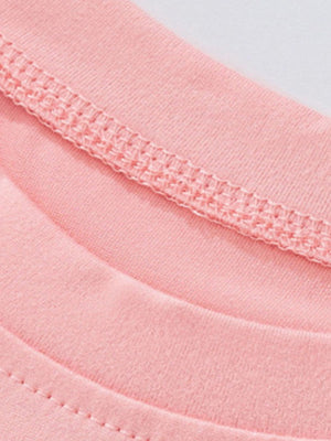 Blush pink toddler tee with decorative stitching detail