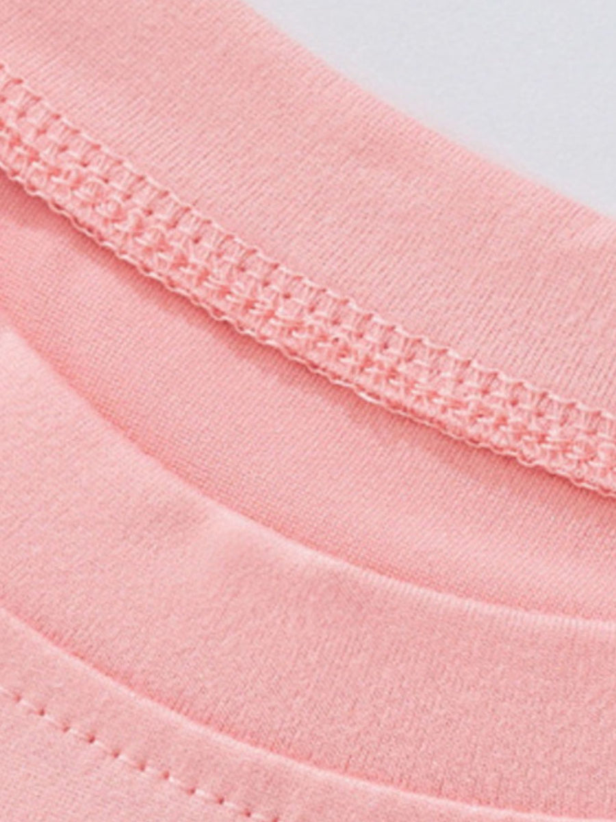 Blush pink toddler tee with decorative stitching detail