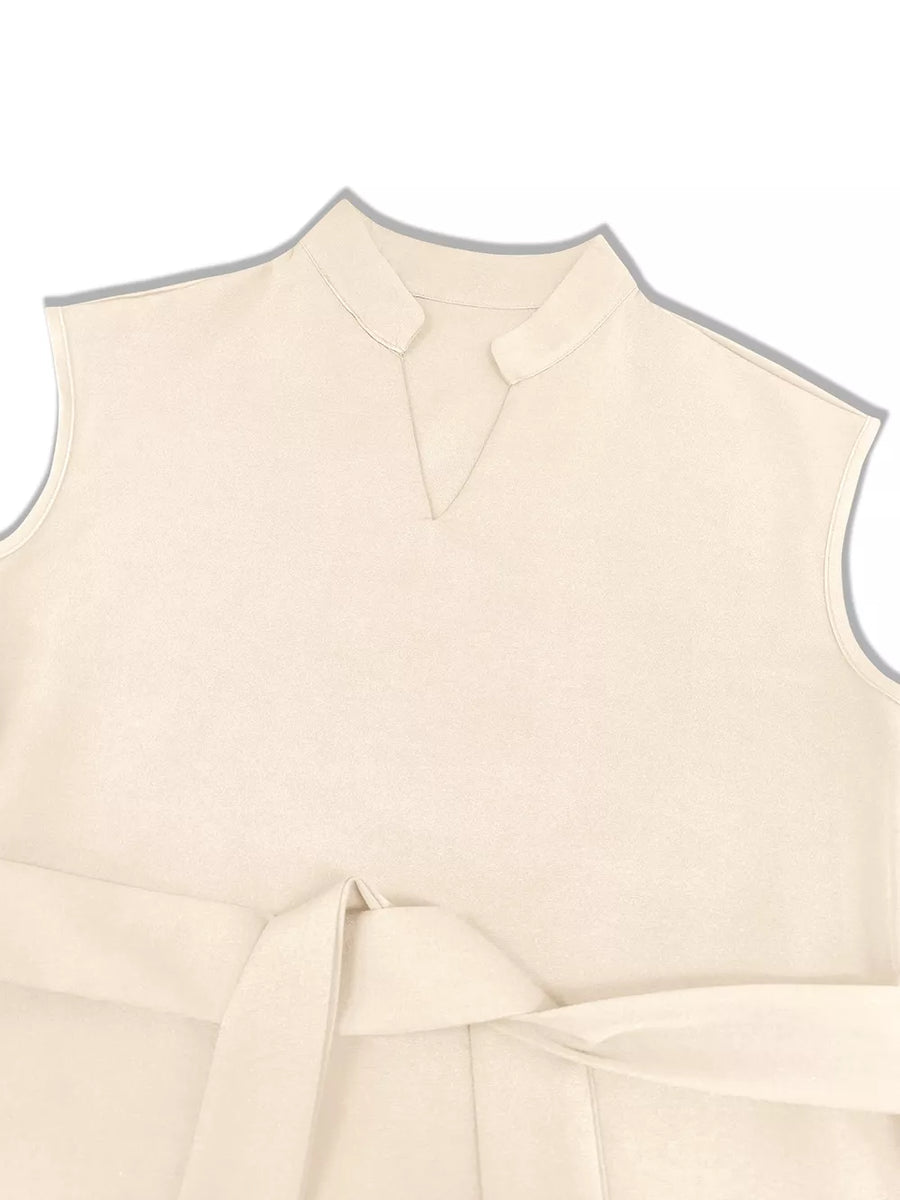 Ivory with Sleeveless Top And Wide-leg Pants Set in Ivory