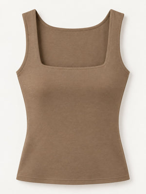 minimalist tank top in Hot Pink with square neck