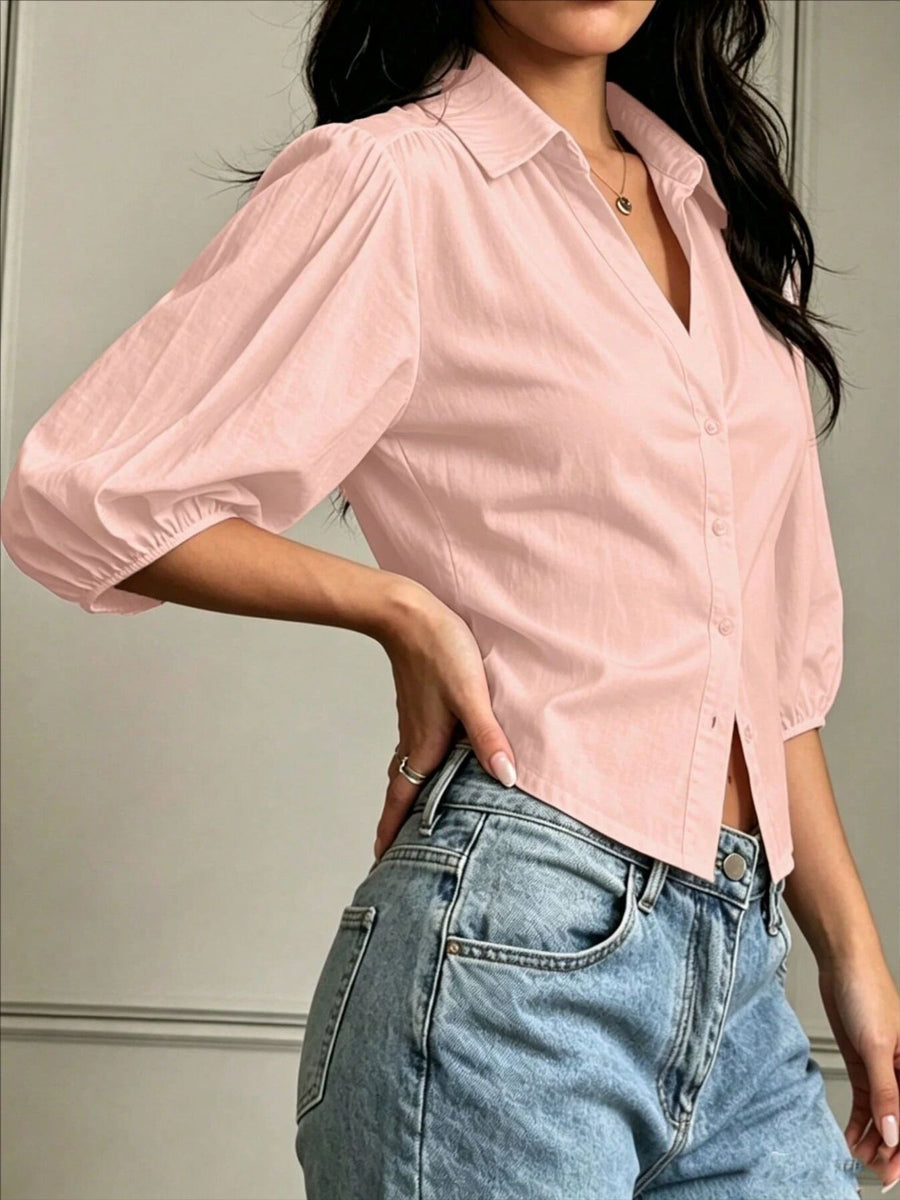 white button-down shirt
