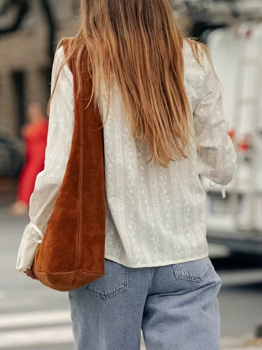 Embroidered Flounce Sleeve Shirt option 5
