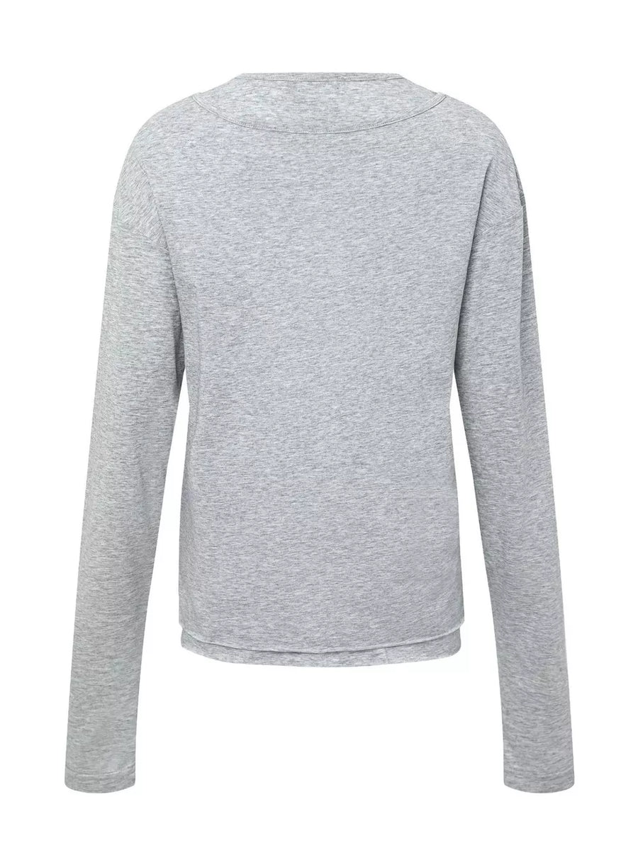 Floral Gray Men's Long-sleeve Round Neck T-shirt
