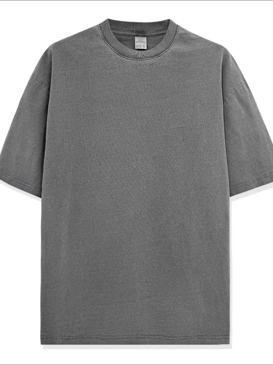 Oversized pigment-dyed crewneck tee in Dark Gray with a relaxed fit and short sleeves.