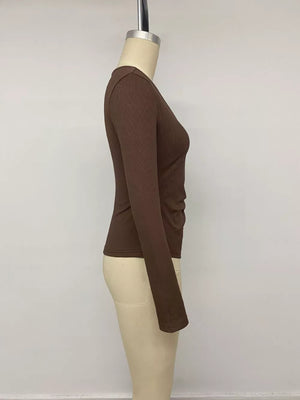 chocolate brown wrap top