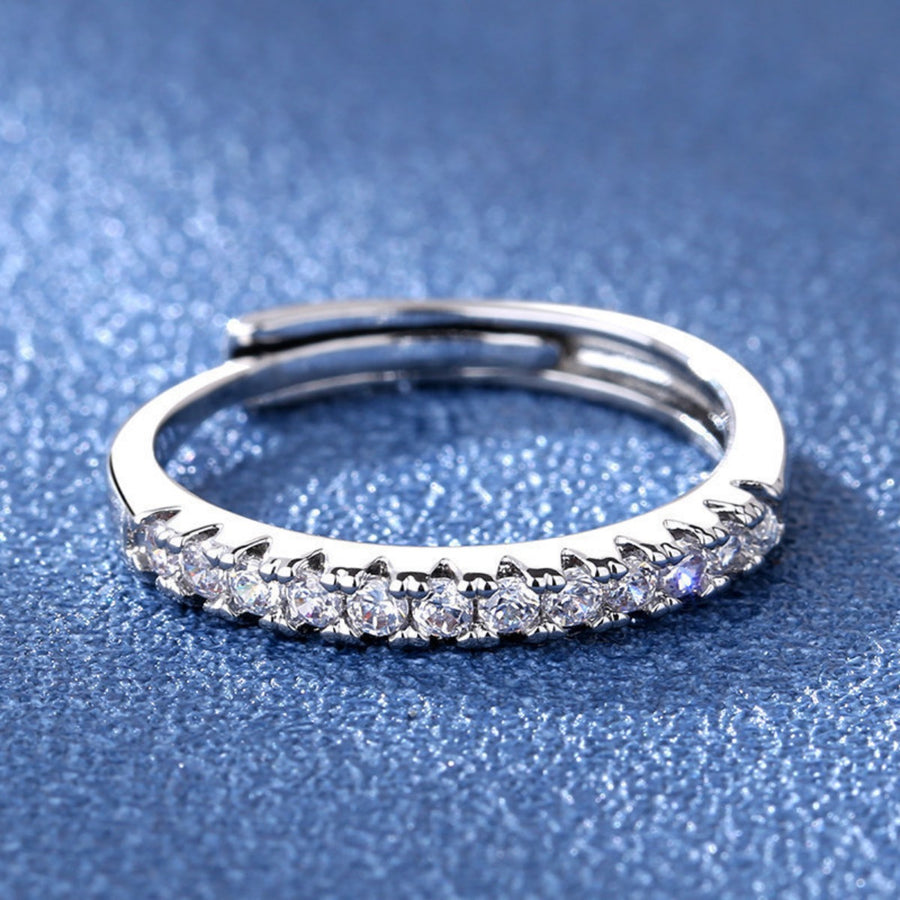 925 sterling silver,Moissanite Care instructions: Avoid wearing during exercise, ring in clear with band silhouette