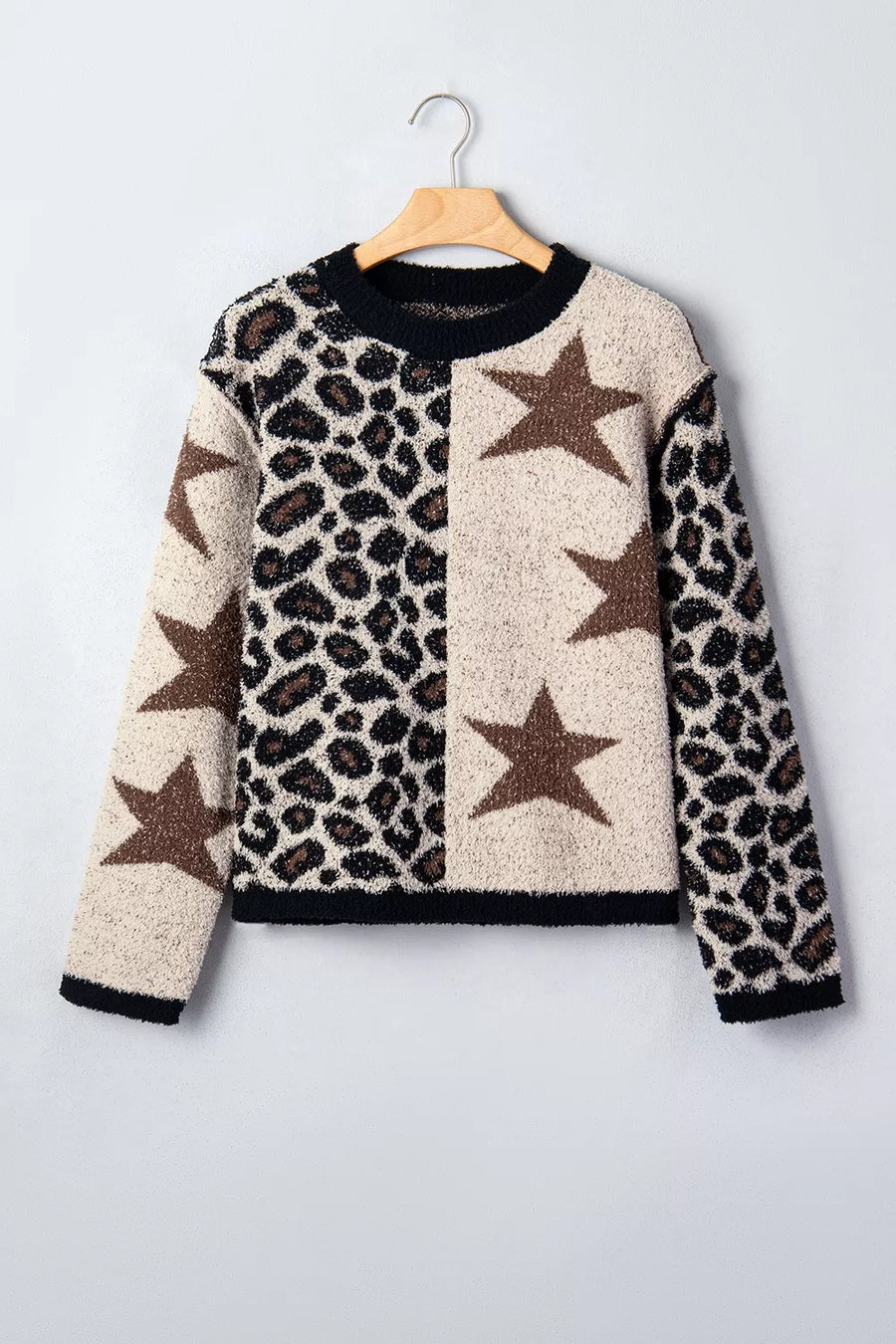 beige relaxed pullover sweater with crew neck