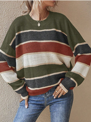 crewneck sweater in navy blue with stretch and hip-length