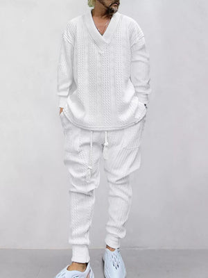Black relaxed lounge set with v-neck