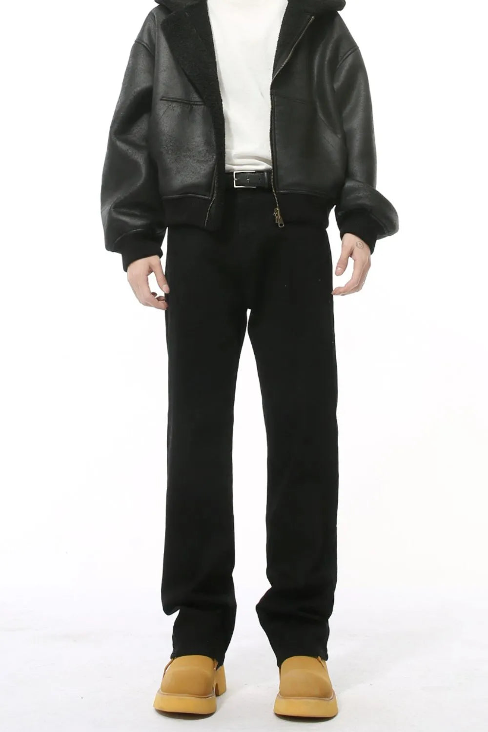 Black flared leg mid-rise tailored trousers with a comfortable fit.