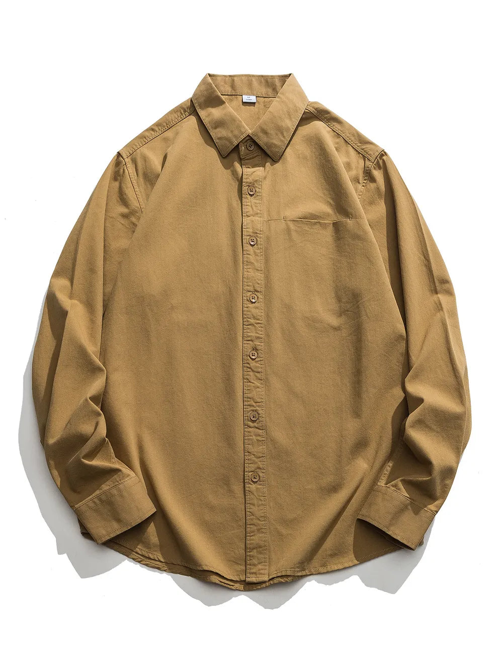 Classic button-down men's shirt in brown cotton with a chest pocket.