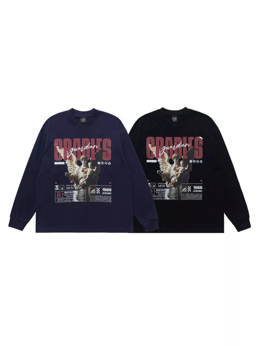 Men's Guardian Angel Graphic Long Sleeve T-shirt option 7