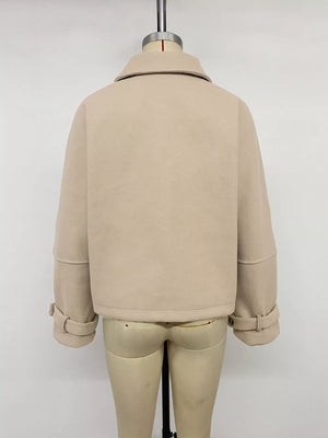 Khaki boxy jacket with collared