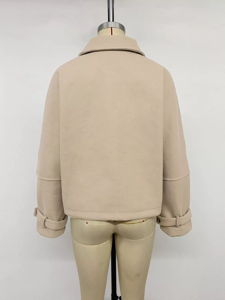 Khaki boxy jacket with collared