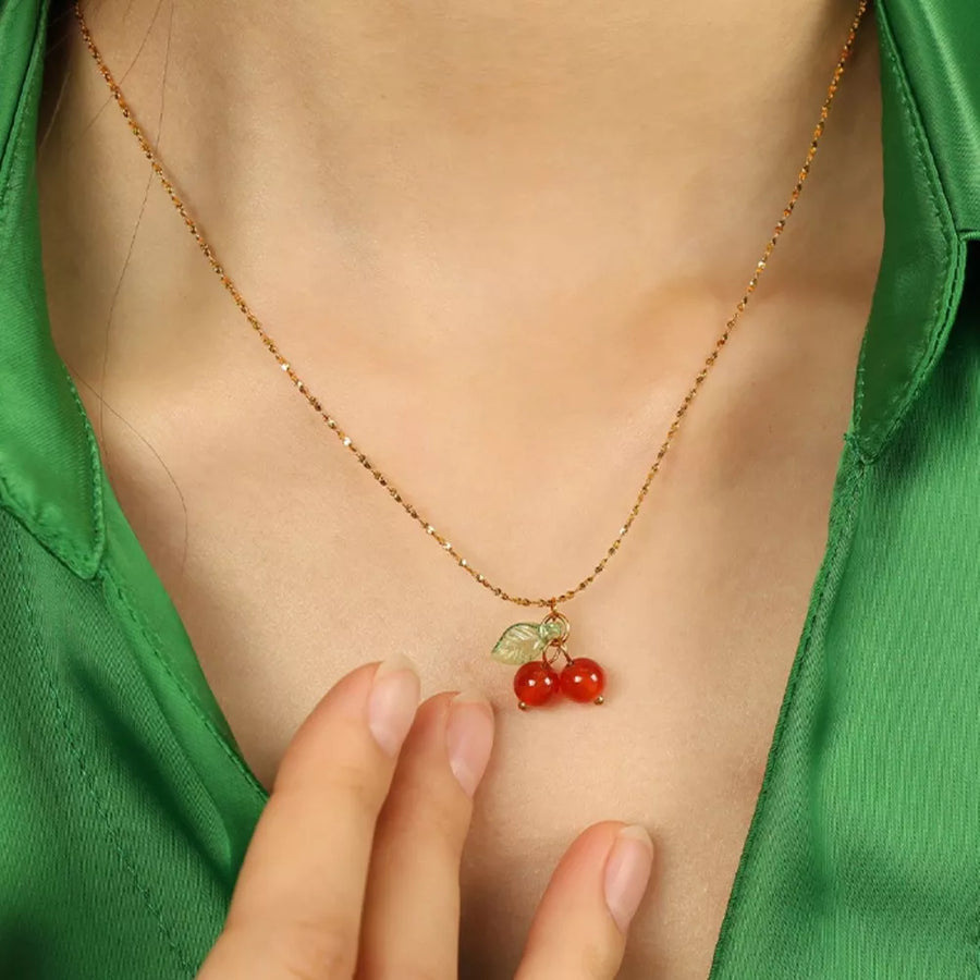 18K Gold-Plated,Titanium Steel,Agate Care instructions: Avoid wearing during exe necklace in red-orange with straight