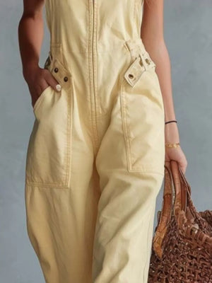 Sky Blue relaxed jumpsuit with square neck