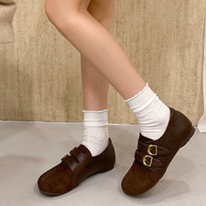 Split Toe Double Buckle Slip-Ons in Leopard with split toe