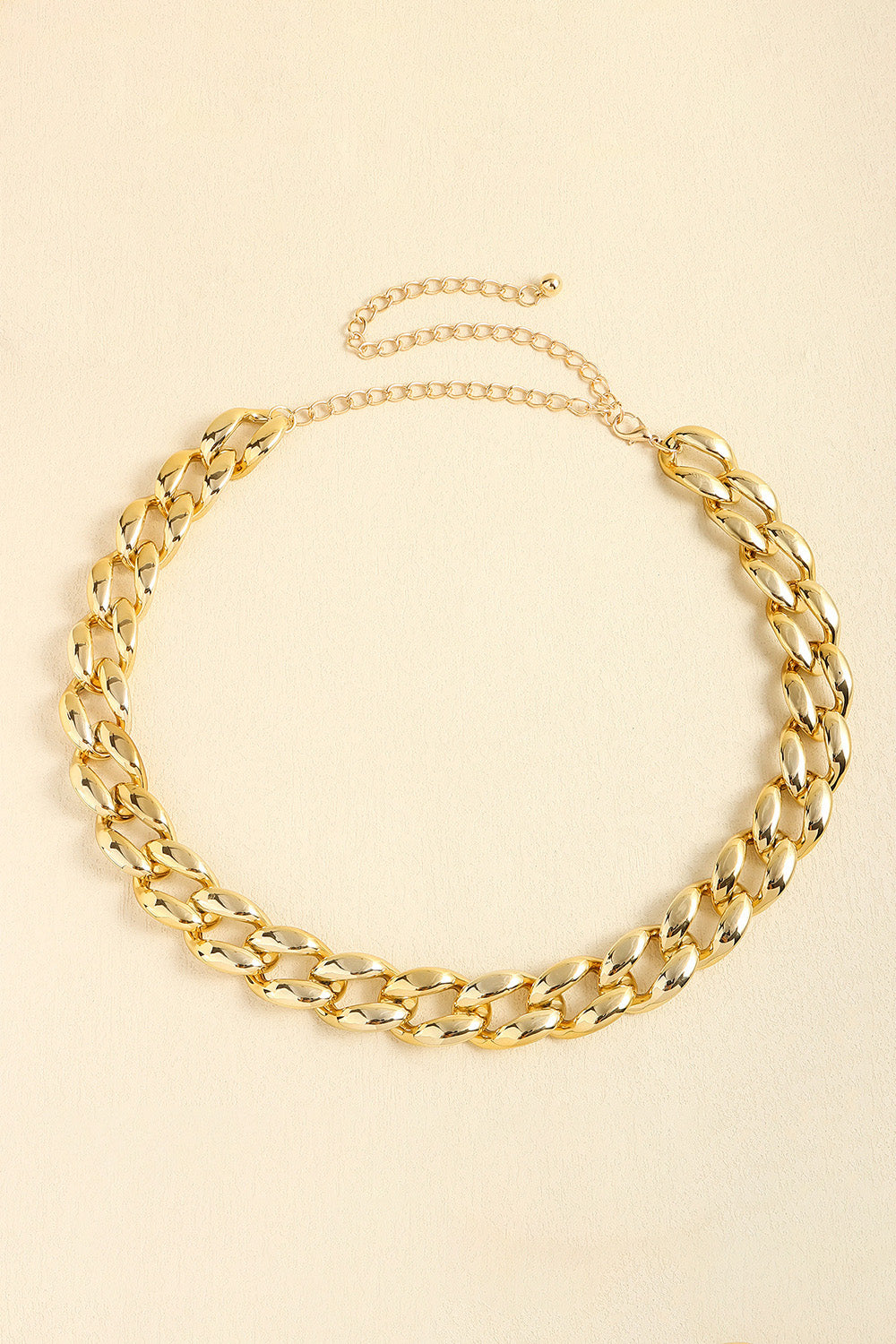 Chunky gold-tone curb chain necklace with adjustable extender chain