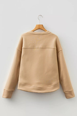 classic sweatshirt in Khaki with henley