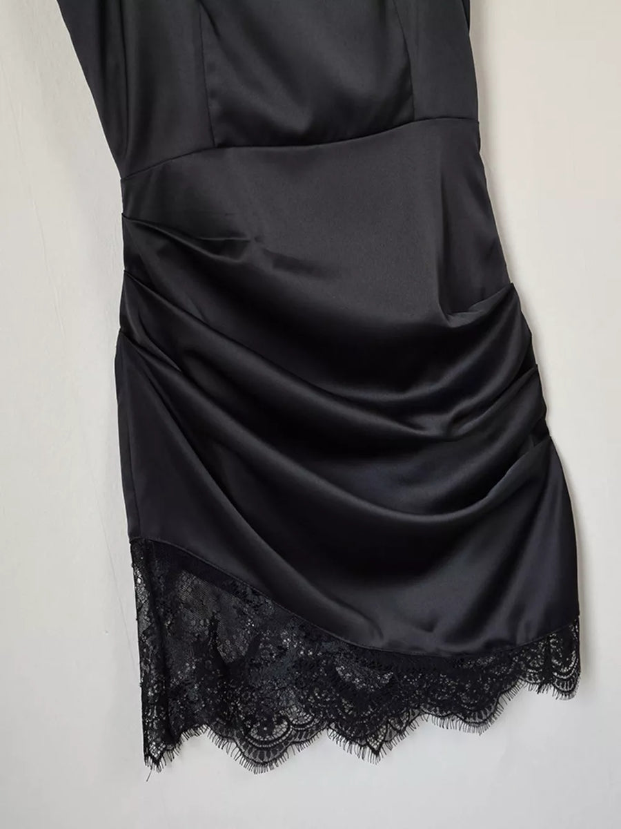 black with mini dress with lace