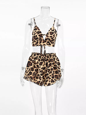 lounge set featuring leopard in Leopard with 100% polyester Care instructions: Machine wash cold texture