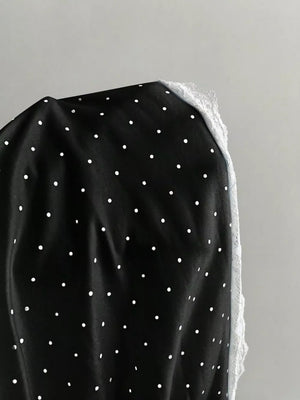 Black with Polka Dot One-shoulder Cami in Black