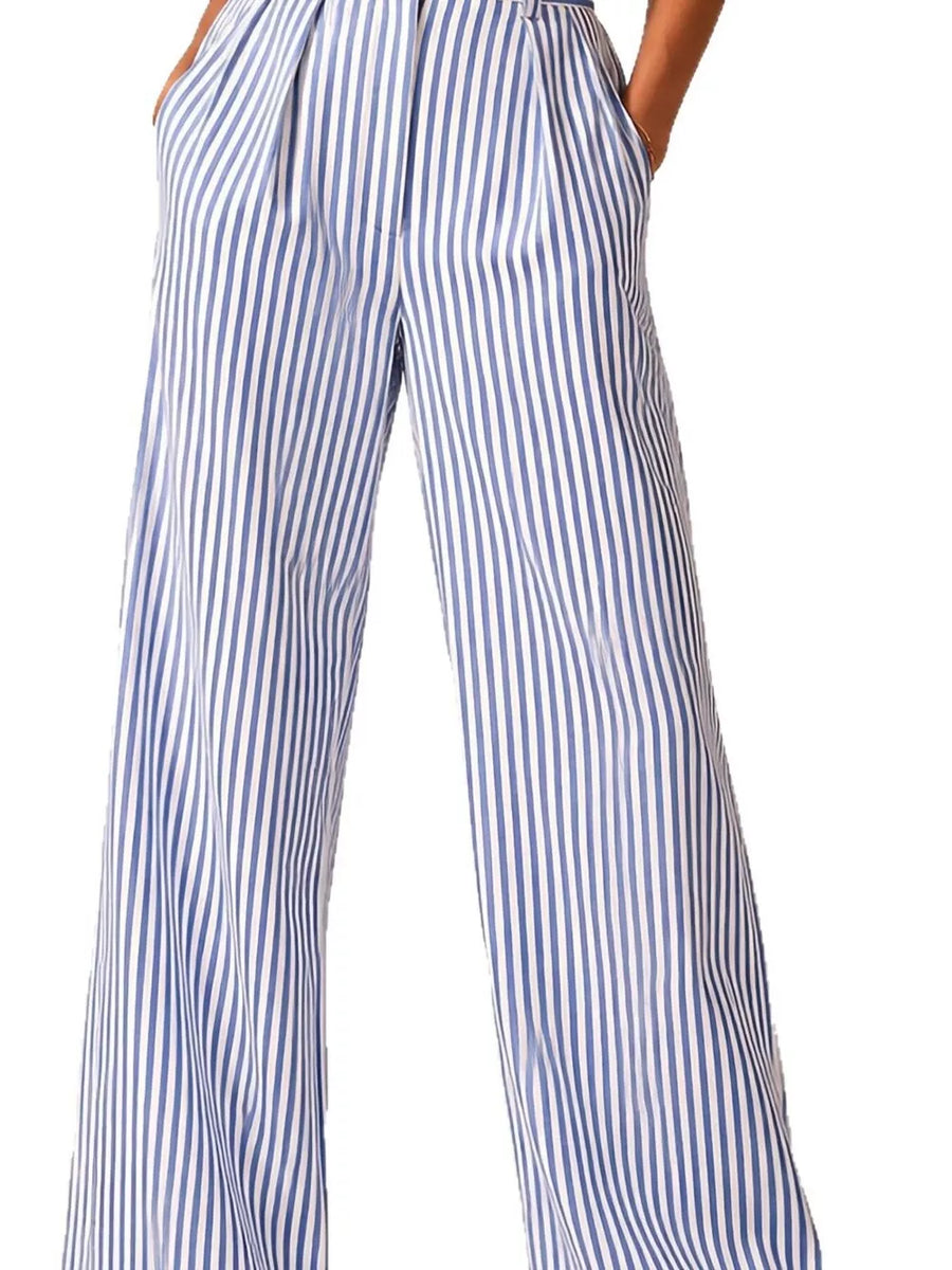 Apricot wide-leg pants with full-length and zip-front