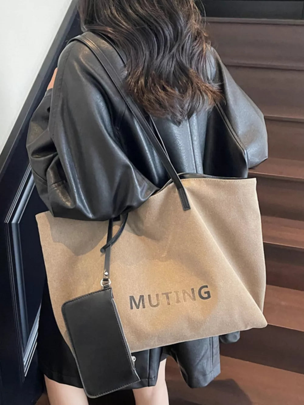 Tan Casual Canvas Tote Shoulder Bag