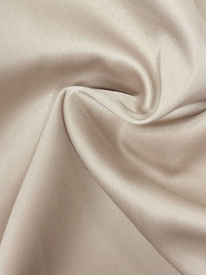 Long Sleeve Satin Ruched Midi Dress in Champagne Color with buttoned cuffs