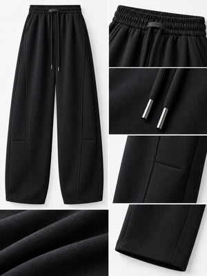Full Size Drawstring Loose Fit Wide-Leg Sweatpants in light gray
