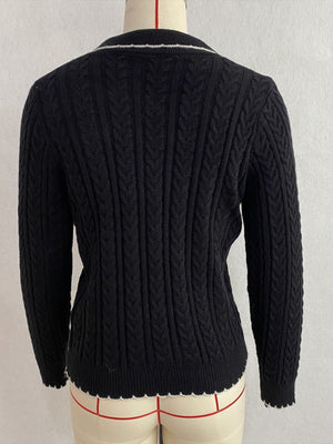 preppy cardigan in Gray with collared