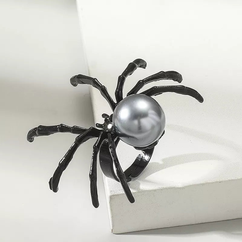 Synthetic Pearl, Alloy Care instructions: Avoid wearing during exercise, as swea ring in dark gray with jewelry silhouette