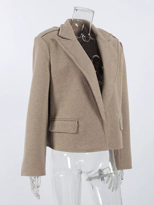 classic blazer in Khaki with notch lapel