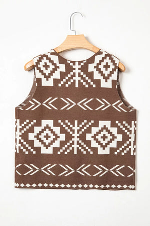 Western Geometric Sleeveless Knit Sweater Vest option 9