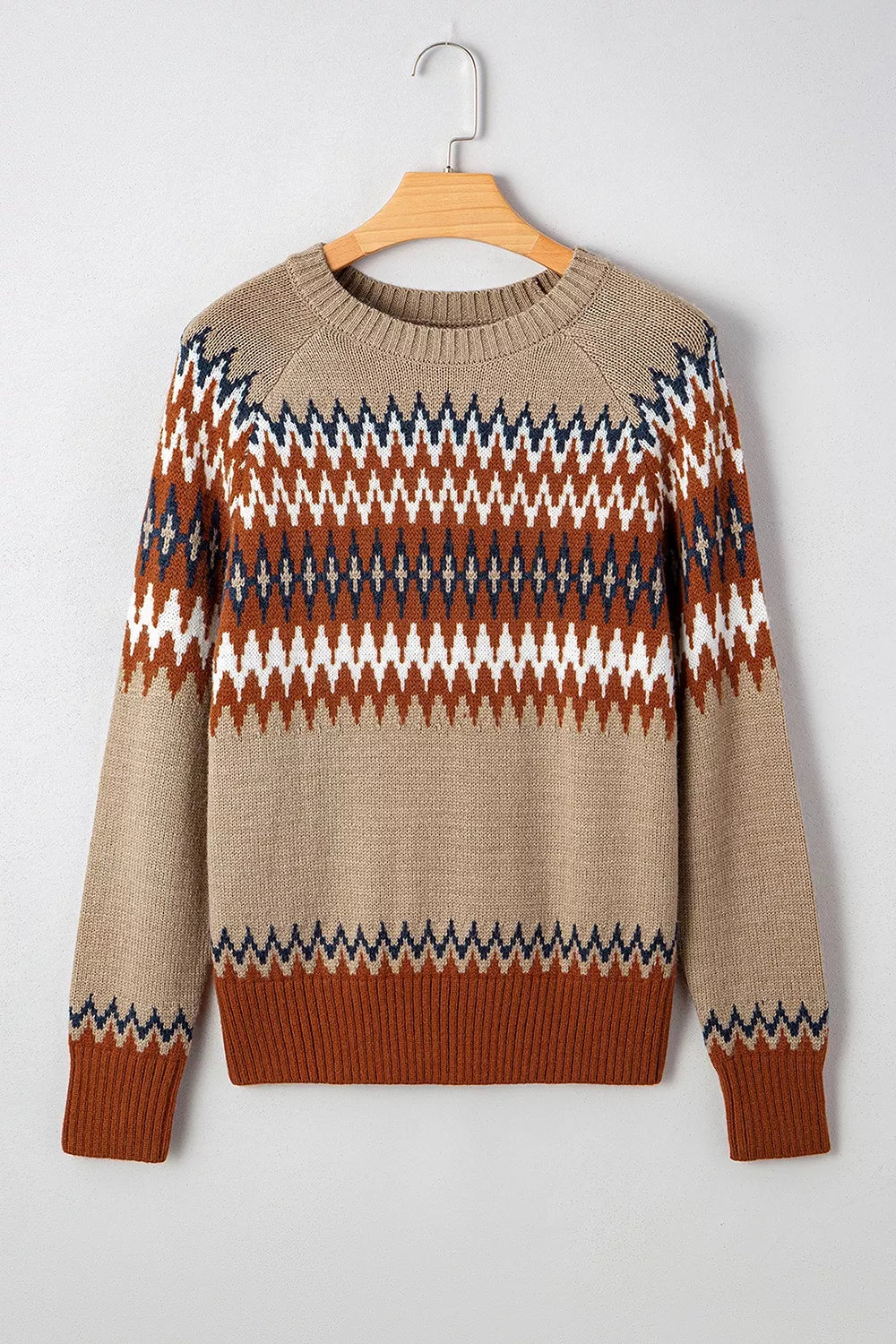 navy blue pullover sweater with ribbed hem and long sleeve