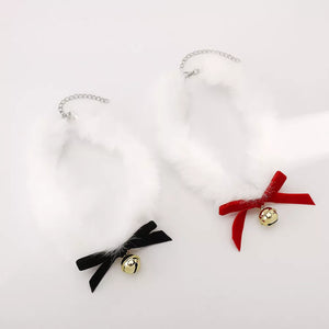 choker necklace in Black with plush trim and choker