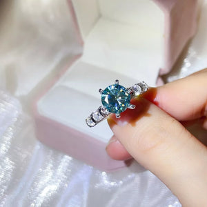 0.3 Carat Round Moissanite Sterling Silver Ring in this colorway