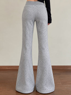 Polyester 70%&amp flare pants in White Gray-Fleece-lined Tall with flared silhouette